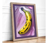 Banana in Progress Modern Framed Wall Art Print A3 (42×29.7cm) Oak, Wall Decor for Living Room, Bedroom, Office & Home, Ready to Hang, Art Gift