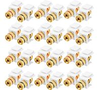 Banana Jack Binding Post Keystone Jack Insert, Black and Red Rings Audio Speaker Keystone Connector Screw Type Inline Coupler for Wall Plate Outlet Panel (24 Pieces)