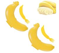 Banana Keeper On The Go, Portable Banana Holder for Lunch Boxes, BPA-Free Reusable Outdoor Travel Case, Fruit Protector Save,Picnic, and Camping - Cute 2 Pack Yellow Storage Box (Yellow)