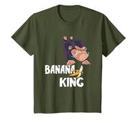 Banana King Banana Monkey Funny Fruit Monkey T-Shirt, Youth, Olive Green, 3T