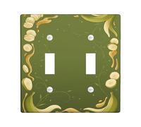Banana Kitchen Double Light Switch Cover Plate, Tropical Organic Leaf Slice Summer Green Plastic Standard Size Switch Plate Decorative for Home Living Room Bedroom Bathroom Decor