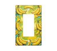 Banana Kitchen Single Rocker Light Switch Cover, Tropical Vibrant Leaf Palm Summer Yellow Plastic Standard Size Accents Wall Switch Plates for Living Room Bedroom Home Office Decor