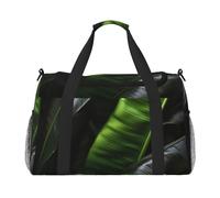 Banana Leaf Black1 print Carry on Luggage for Women Men Shoulder Weekender Crossbody Bag for Yoga Travel Must Haves, Black, One Size