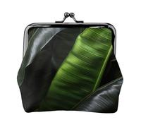 Banana Leaf Black1 print Small Pouch Kiss Lock Coin Purse for Women Coin Change Purse, Credit Card Wallet