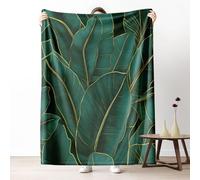 Banana Leaf Blanket for Couch, Plant Green Leaves Fleece Blankets 60"x80" Warm Soft, Tropical Jungle Botanical Throw Blanket for Bed, Cozy Lightweight Washable Bedding for All Season