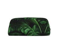 Banana Leaf Green Leather Zipper Three-Dimensional Pencil Case, Simple and Elegant, Fashionable and Practical