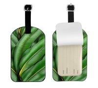 Banana Leaf Green Print Bag Tags Stylish Luggage Tag 4.3 X 2.76 Inch Essential Travel Accessory Suitcases