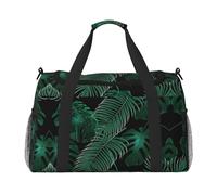 Banana Leaf Green print Carry on Luggage for Women Men Shoulder Weekender Crossbody Bag for Yoga Travel Must Haves, Black, One Size