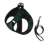 Banana Leaf Green Print Dog Harness with Leash Set with Thickened Padded Vest for Extra-Small/Small Medium Dogs
