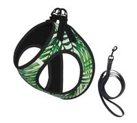 Banana Leaf Green Print Pet Leash Vest,Breathable Mesh Pet Harness, Reflective For Small Medium Dogs Safe Easy Walking