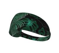 Banana Leaf Green Printed Running Headband Women, Foldable Adjustable Width, Non Slip for Workout Washing and Spa