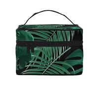 Banana Leaf Green Travel Makeup Bag - Elegant and Spacious Cosmetic Organizer for On-The-Go