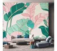 Banana Leaf Mural Wallpaper, Tropical Leaves Wallpaper for Bedroom, Living Room, TV Backdrop, Office, Hotel Wall Background Decoration Non-Woven Wall Paper 300 x 210 cm (WxH) AUV151