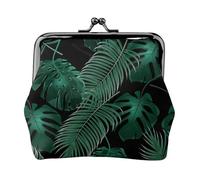 Banana Leaf Women's Leather Kiss-Lock Coin Purse,Double-Sided Full Print Pattern,Ultra-Fine Fiber Leather,Small Clutch Wallet for Cash,Cards,Coins