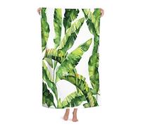 Banana Leaves Bath Towels Tropical Leaves Pattern with Summertime Motif Exotic Nature Green Men Women Absorbent Quick Dry Oversized Bath Towel for Pool Bathroom Travel Sports Hotel