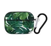 Banana Leaves Earbuds Organizer Shockproof Protective Airpods Pro Cover with Carabiner Clip Anti Fall Carrying Earphone Case Cover for Airpods Pro 2nd Generation Black