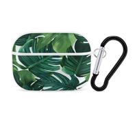Banana Leaves Earbuds Organizer Shockproof Protective Airpods Pro Cover with Carabiner Clip Anti Fall Carrying Earphone Case Cover for Airpods Pro 2nd Generation White