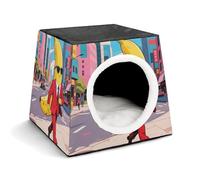 Banana Man Cat Bed for Indoor Cats - Foldable Cat & Dog House with Removable Cozy Cushion, Waterproof Oxford Washable Pet House for Small Pets 13.8" X 13.8" X 11.8"
