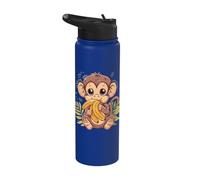 Banana Monkey Bananas Fruit Artwork Cute Monkey Drawing Stainless Steel Insulated Water Bottle