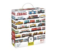 Banana Panda Mix & Match Puzzle Trains | 54 Double-Sided Pieces + Educational Poster | Creative Train Puzzle Toy for Kids Age 5+ | Build Your Own Trains | Explore Interiors & Engineered Fun