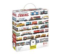 Banana Panda Mix & Match Puzzle Trains | 54 Double-Sided Pieces + Educational Poster | Creative Train Puzzle Toy for Kids Age 5+ | Build Your Own Trains | Explore Interiors & Engineered Fun