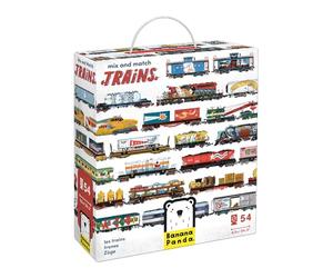 Banana Panda Mix & Match Puzzle Trains | 54 Double-Sided Pieces + Educational Poster | Creative Train Puzzle Toy for Kids Age 5+ | Build Your Own Trains | Explore Interiors & Engineered Fun