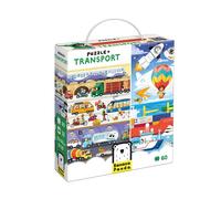 Banana Panda Puzzle Transport | 60-Piece Educational Puzzle Set with 32 Matching Tiles & Poster | Vehicle Learning Game for Preschool Kids Age 4+ | Explore Land, Water & Air Transport