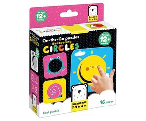 Banana Panda -Store On-The-Go Set Includes 8 Two-Piece Beginner Puzzles to Promote Early Learning and Fine Motor Skills, Puzzle Discovering Circles 12m+