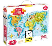 Banana Panda What in the World Young Explorers - 168-Piece Jumbo Floor Puzzle for Kids | Educational World Map with Animals, Plants & Landmarks | 6+