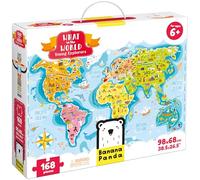 Banana Panda What in the World Young Explorers - 168-Piece Jumbo Floor Puzzle for Kids | Educational World Map with Animals, Plants & Landmarks | 6+