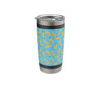 Banana Pattern Pop Art Style on Cyan Blue Stainless Steel Insulated Tumbler