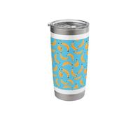 Banana Pattern Pop Art Style on Cyan Blue Stainless Steel Insulated Tumbler