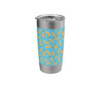 Banana Pattern Pop Art Style on Cyan Blue Stainless Steel Insulated Tumbler