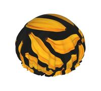 Banana Pattern Shower Cap Waterproof Reusable Double Elastic Daily Bath One Size