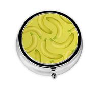 Banana Pattern This Small, Round, Three-Compartment Travel Pill Box is Perfect for Storing Daily medications, Vitamins, and on-The-go.