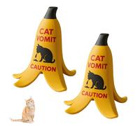 BANANA PEEL EDITION CAUTION: CAT VOMIT WARNING SIGN, Funny Caution Cat Vomit Sign, Banana Peel Cat Vomit Warning Sign, Humorous Office Desk Gag Gift for Cat Lover (2PCS)