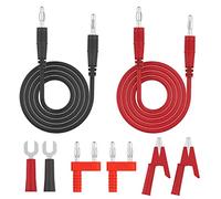 Banana Plug Alligator Clip Pure Copper Fork Test Lead, Stackable 3.3ft Multimeter Flexible Test Lead Wire Cable with Protective Jack Copper Clamps for Electrical Testing (8pcs Pack)
