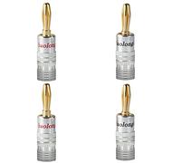 Banana Plugs, Gold Plated 4mm Speaker Connectors Dual-Screw Lock Audio Jack for Speaker Wire, Amplifier, HiFi, Receiver, Type in Red & Black (2 Pairs/4 PCS)