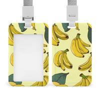 Banana Print Badge Holder Vertical Id Card Holder with Lanyard Heavy Duty Name Tag Holders Waterproof Work Badge Holder for Office Cruise Teacher Cute Badge Protector