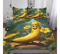 Banana Print Bedding Sets with Pillowcase Soft Duvet Cover Brushed Microfiber 2PCs Set Quilt Cover with Zipper Closure for Kids Youth Adult Comforter Cover Single (135x200cm)