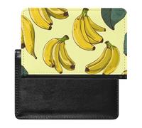 Banana Print Passport Holder Premium PU Leather Passport Cover Portable Travel Passport Protector Case Unisex Travel Essentials Document Organizer for Vacation Business Trips