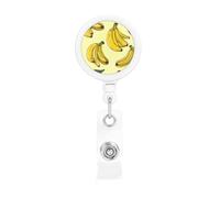 Banana Print Retractable Badge Reel Heavy Duty Badge Holder with Belt Clip Retractable Lanyards ID Card Holder with Keychain Name Badge Clips for Office Nurse Employee