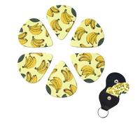 Banana Print1 Guitar Picks 6 Pack 3 Different Thickness Celluloid Guitar Plectrums with Guitar Pick Holder Personalized Guitar Pick for Acoustic Guitar, Electric Guitar, Bass