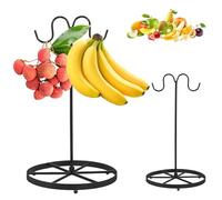 Banana Rack, Banana Holder Stand, Fruit Holder, Stable Banana Holder with Hook &Wider Base, Rust-Proof Metal Banana Hanger, Multifunctional Banana Tree Stand for Fruit Micro Landscape Decorations