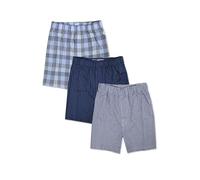 Banana Republic Mens 100% Organic Cotton Elastic Waistband 3 Pack Boxers Mixed, Blue Multi Plaid & Stripes, L