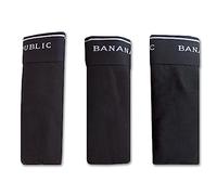 Banana Republic Mens Organic Cotton Blend Elastic Waistband 3 Pack Boxers Briefs, Black/Black/Black, L