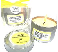 Banana Scented Soy Wax Candle - Handmade BFC - Banana Scented 28 Hours Burn Time 4 Oz 100 Grams Soy Wax Candle Silver Brush Finish Tin. Shipping on 48 Hour Tracked Service