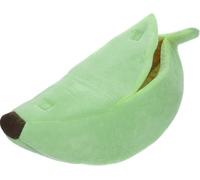 Banana-Shaped Pet Bed - Semi-Closed Warm Cat Dog Hamster House with High-Elastic Cotton & Crystal Fleece, Green (XL)