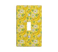 Banana Single Light Switch Cover Plate, Tropical Fanciful Chrysanthemum Leaf Summer Yellow Plastic Standard Size Decorative Wall Plates for New Apartment Home Bedroom Office Decor (Single)