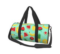 Banana Strawberry Pineapple Print Round Duffel Bag, Canvas Overnight Travel Tote Bag, Waterproof and Tear-Resistant.Foldable Weekend Travel Bag